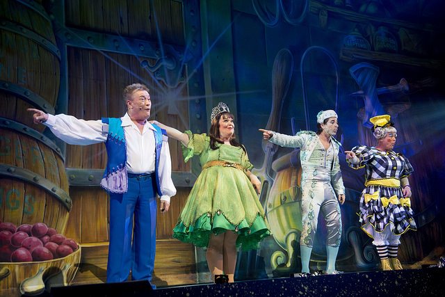 Billy Pearce, Lisa Reilly, Jake Canuso and Adam Stafford in Jack & the Beanstalk. Photo: Nigel Hillier.