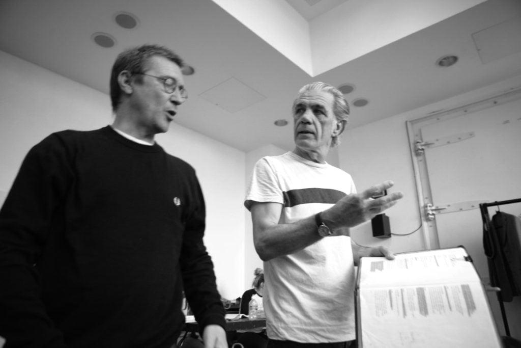 Nick Bagnell and Garry Cooper (The Duke of Milan) in rehearsal for The Two Gentlemen of Verona. Photo Credit: Gary Calton.