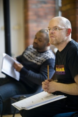 Rehearsals of The Thing About Pyschopaths, a new play written by Ben Tagoe, in preparation for a national tour by Red Ladder Theatre Company.