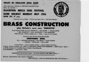 Poster for Brass Construction, Blackpool Mecca. Source: Colin Curtis