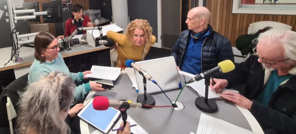Image of the Deli team in a recording studio.