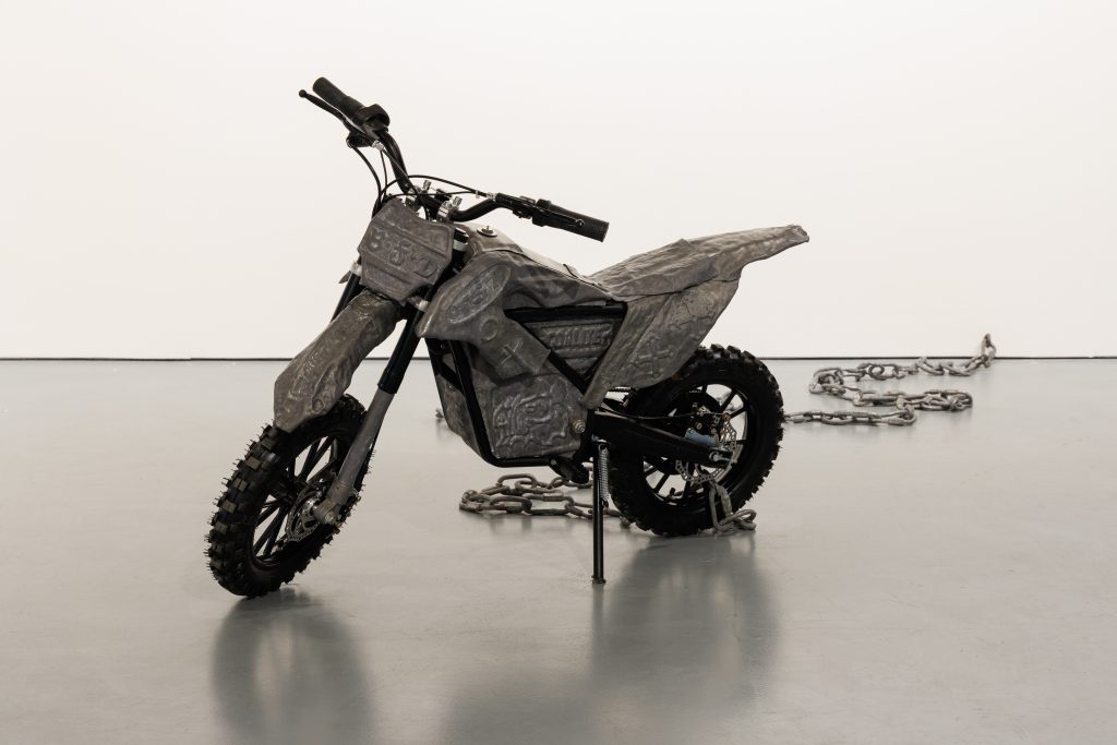 Image of the pit bike sculpture in Liv's exhibit.